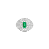 1.91ct Diamond Emerald 18K Gold Pave Ring