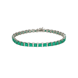 8.30cts Emerald 18K Gold Princess Cut Link Bracelet