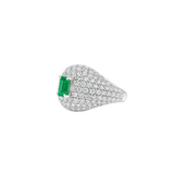 1.91ct Diamond Emerald 18K Gold Pave Ring