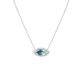 2.68ct Diamond Aquamarine 14K Gold Eye Necklace