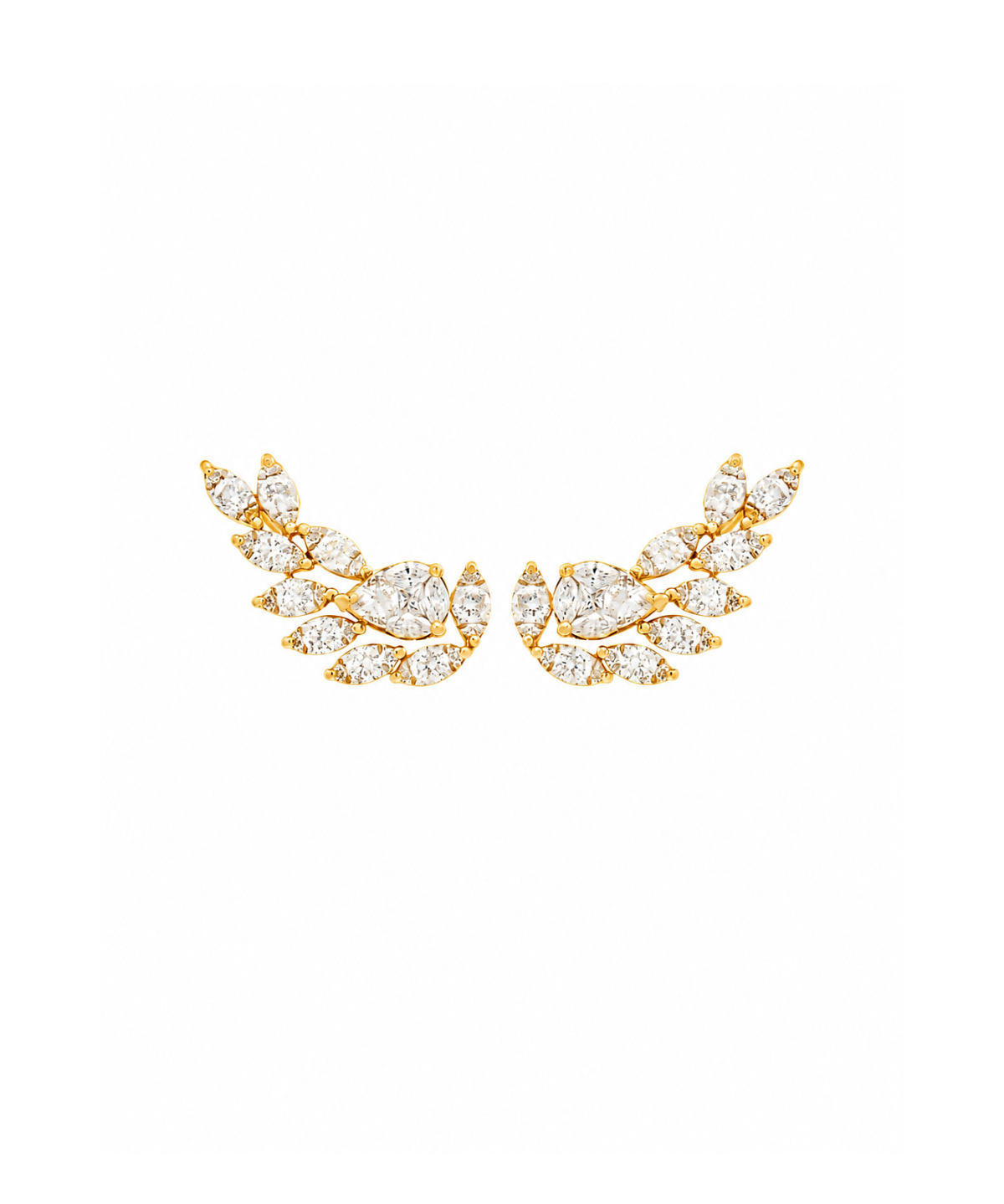 1.30ct Diamond 18K Gold Cluster Climber Earrings