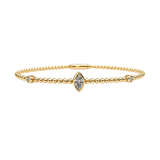 0.26ct Diamond 14K Gold Beaded Marquis Bangle Bracelet