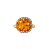 13.30ct Citrine Brown Diamond 18K Gold Cocktail Ring