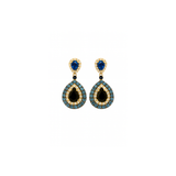 3.03ct Diamond Sapphire 14K Gold Drop Earrings
