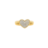 0.18ct Diamond 18K Italian Gold Pave Heart Ring
