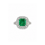 6.82ct Diamond Emerald 18K Gold Halo Cocktail Ring