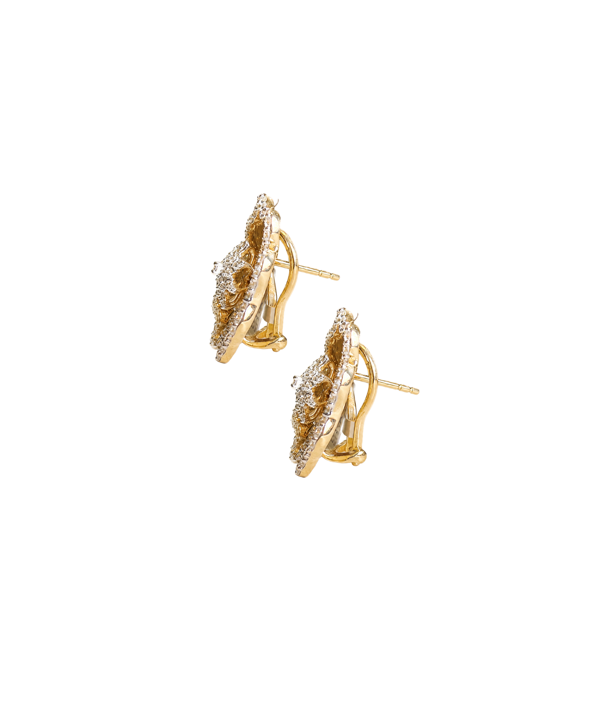 1.04ct Diamond 14K Gold Flower Earrings