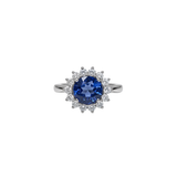 GIA 3.18ct Diamond Sri Lanka Sapphire Platinum Halo Ring