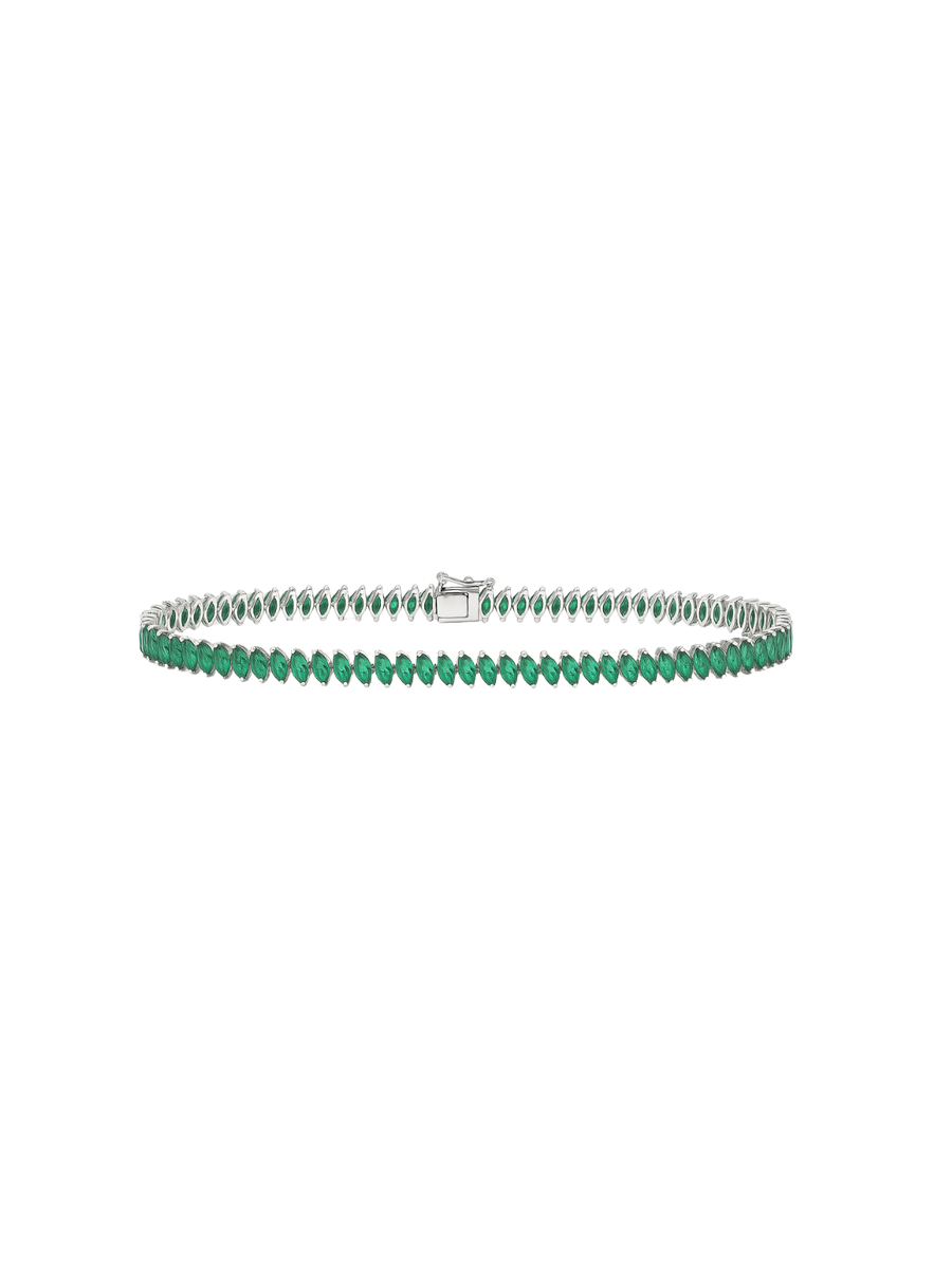 5.30cts Emerald 18K Gold Marquis Tennis Bracelet