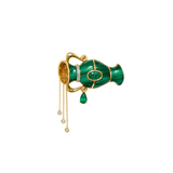 Aquarius 11.25ct Malachite Emerald Diamond 18K Gold Brooch