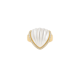 7.43ct Diamond Mother of Pearl 18K Gold Shell Ring