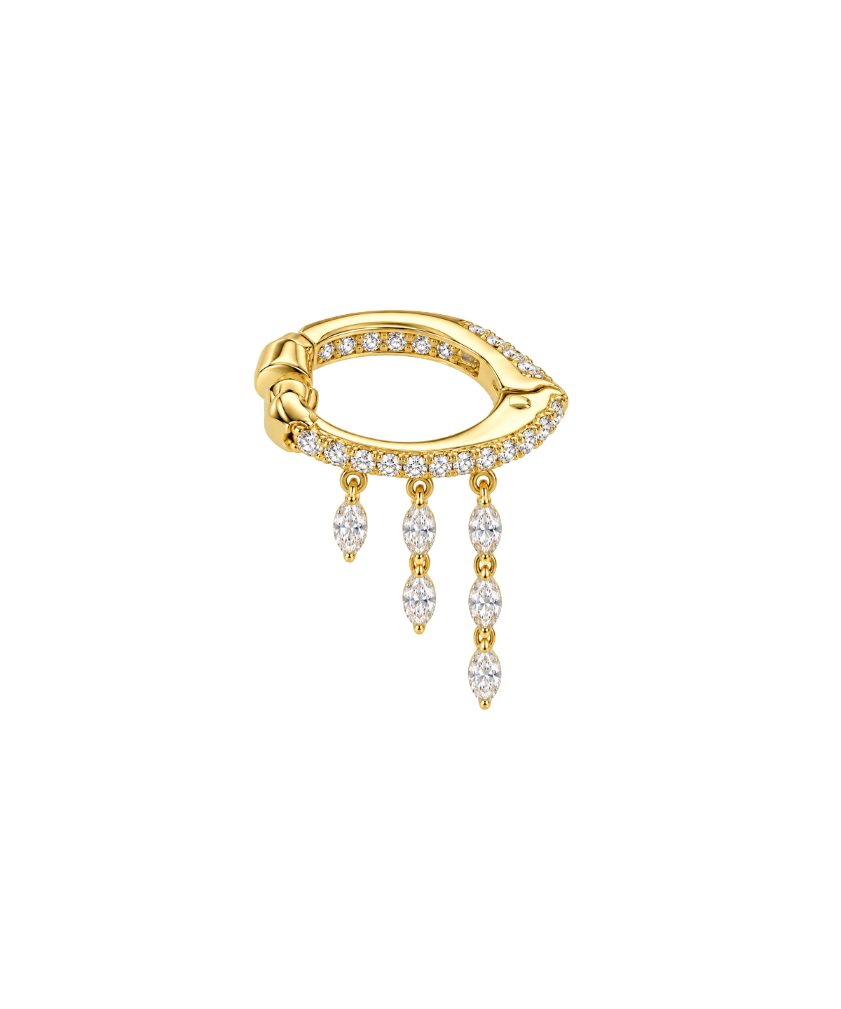 0.88ct Diamond 18K Gold Dangle Drop Ear Cuff