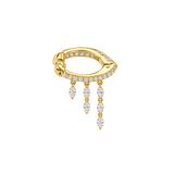 0.88ct Diamond 18K Gold Dangle Drop Ear Cuff