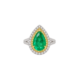 5.37ct Emerald Diamond 18K Gold Pear Cocktail Ring