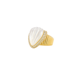7.43ct Diamond Mother of Pearl 18K Gold Shell Ring