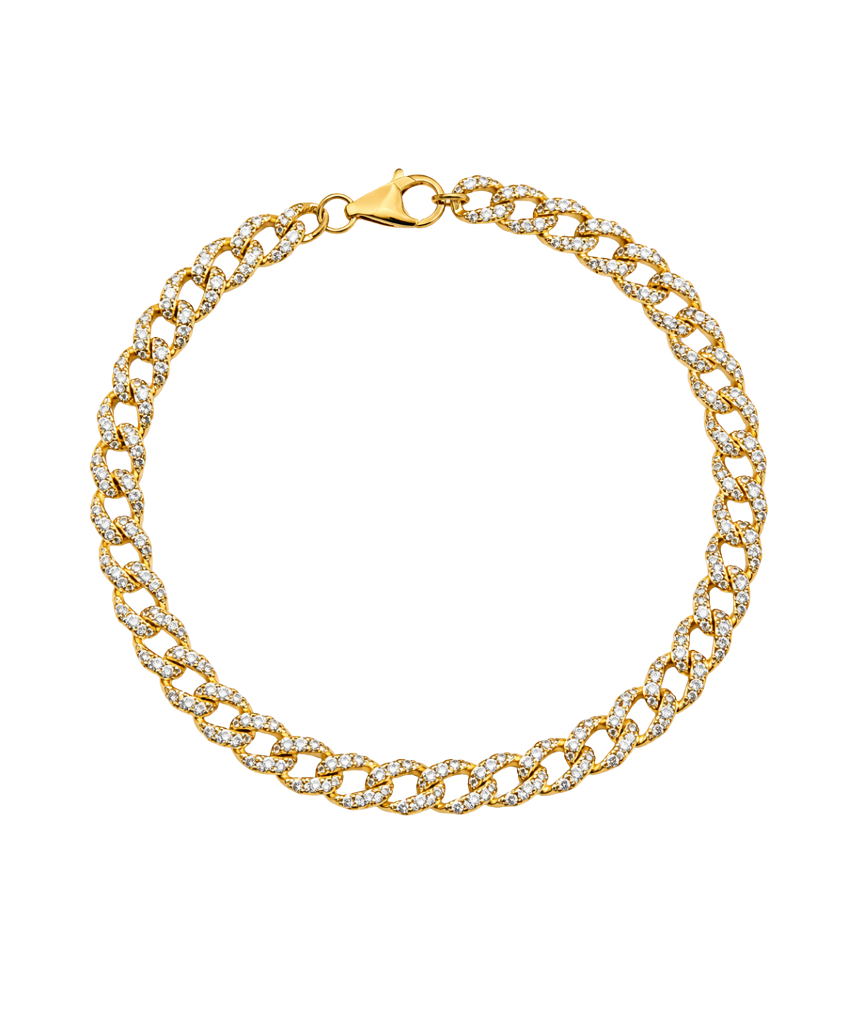 1.45ct Diamond 18K Gold Pave Cuban Chain Bracelet