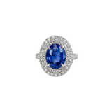 5.35ct Diamond Sapphire Platinum Double Halo Cocktail Ring