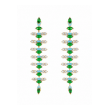 3.62ct Diamond Emerald 18K Gold Dangle Drop Earrings