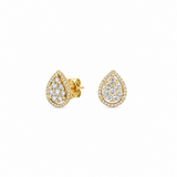 0.86ct Diamond 18K Gold Pear Cluster Stud Earrings