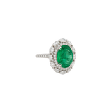 6.03ct Diamond Emerald 18K Gold Sunburst Ring