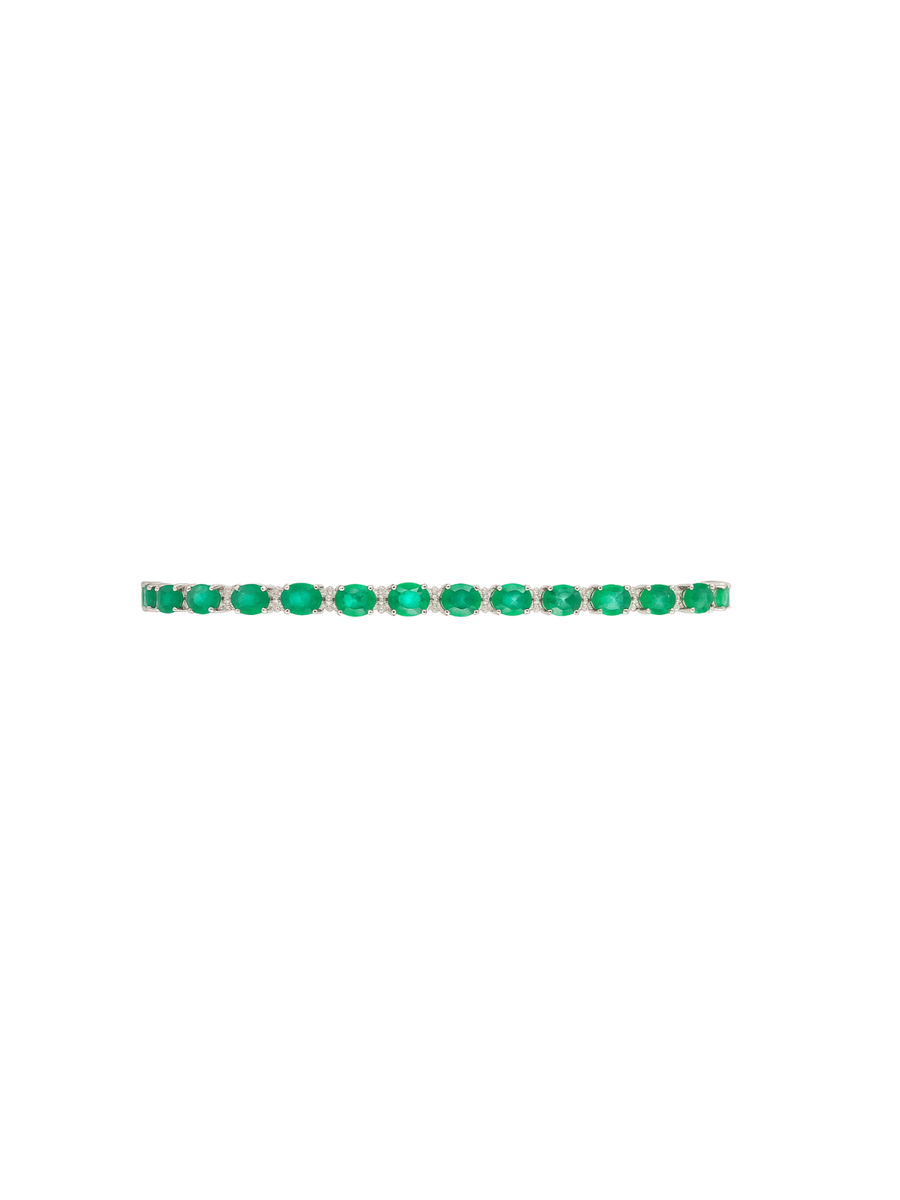 8.45ct Emerald Diamond 18K Gold Tennis Bracelet