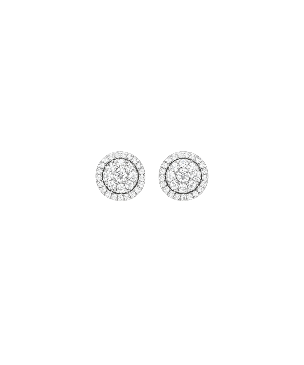 1.00ct Diamond 14K Gold Pave Halo Stud Earrings