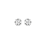 1.00ct Diamond 14K Gold Pave Halo Stud Earrings
