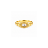 0.31ct Diamond 18K Gold Round Fluted Signet Ring