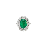 6.03ct Diamond Emerald 18K Gold Sunburst Ring