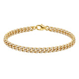 1.45ct Diamond 18K Gold Pave Cuban Chain Bracelet