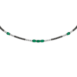 3.26ct Black Diamond Emerald 18K Gold Chocker Necklace