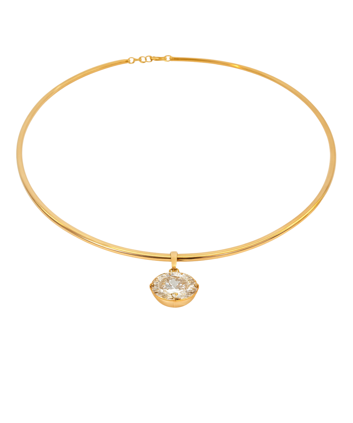 3.00ct Diamond 18K Gold Pendant Wire Collar Necklace