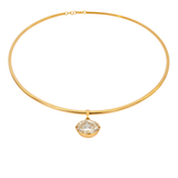 3.00ct Diamond 18K Gold Pendant Wire Collar Necklace