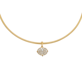 3.00ct Diamond 18K Gold Pendant Wire Collar Necklace