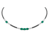 3.26ct Black Diamond Emerald 18K Gold Chocker Necklace
