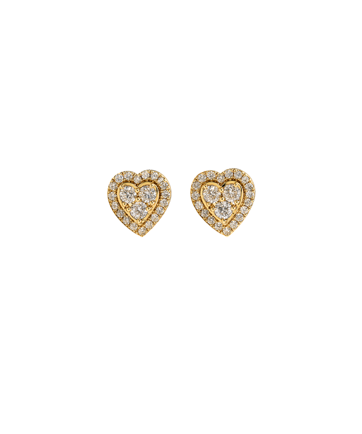 1.15ct Diamond 14K Gold Heart Stud Earrings
