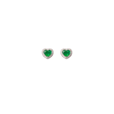 1.61ct Diamond Emerald 18K Gold Halo Heart Stud Earrings