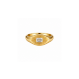 0.31ct Diamond 18K Gold Fluted Signet Ring