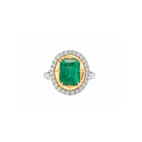1.85ct Diamond Emerald 14K Gold Halo Cocktail Ring