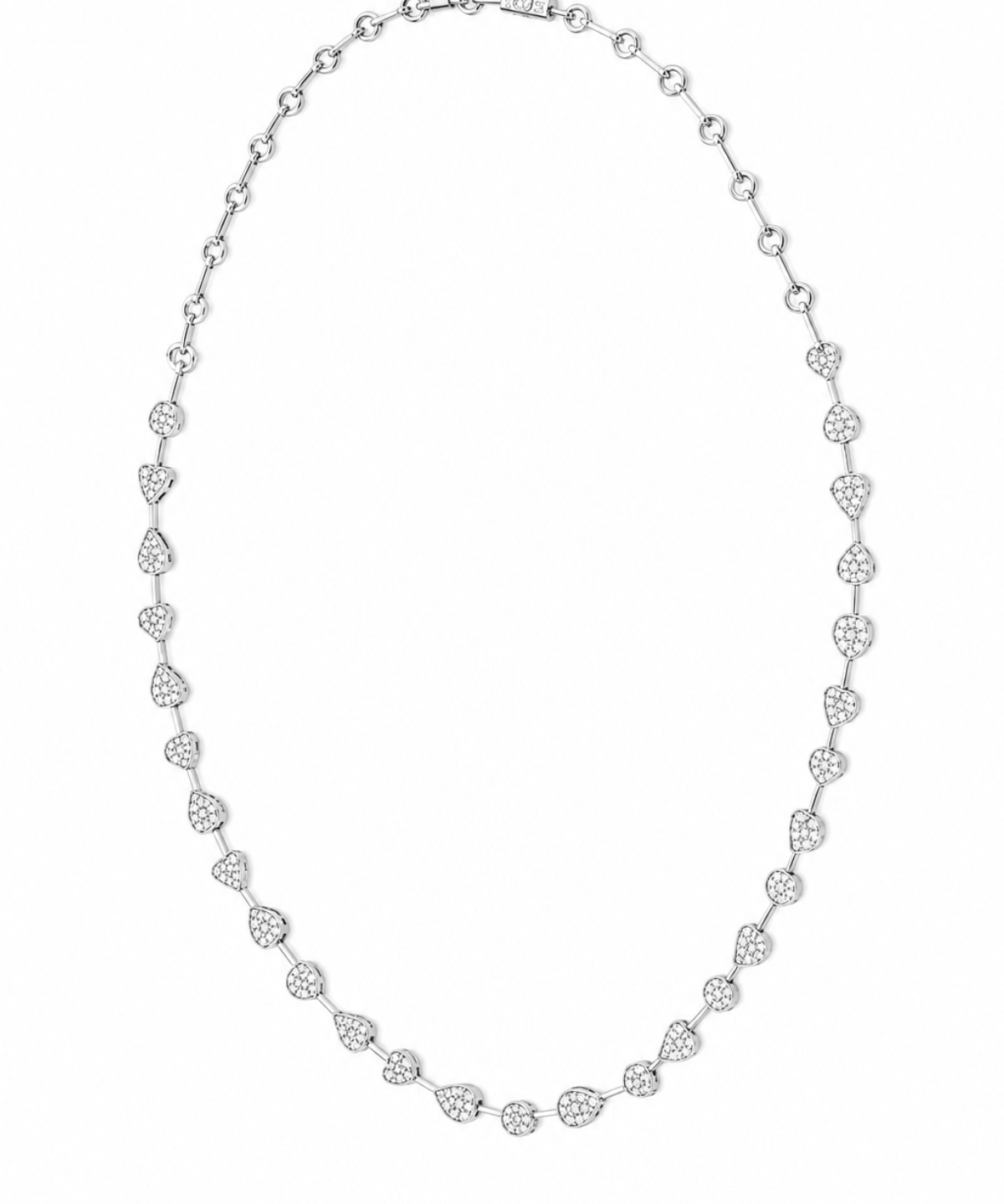 4.05ct Diamond 14K Gold Pave Multi Shape Half Tennis Necklace