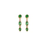 1.75ct Diamond Emerald 14K Gold Bezel Dangle Drop Earrings