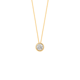 0.96ct Diamond 18K Gold Bezel Solitaire Necklace