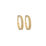 14K Gold Striped Hoop Earrings