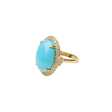 8.69ct Diamond Turquoise 14K Gold Halo Ring