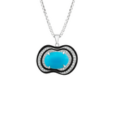 26.67ct Diamond Turquoise Black Onyx 18K Gold Heart Pendant