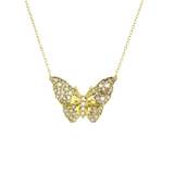 1.47ct Diamond 14K Gold Butterfly Pendant Necklace