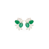 4.53ct Emerald Diamond 18K Gold Leaf Earrings
