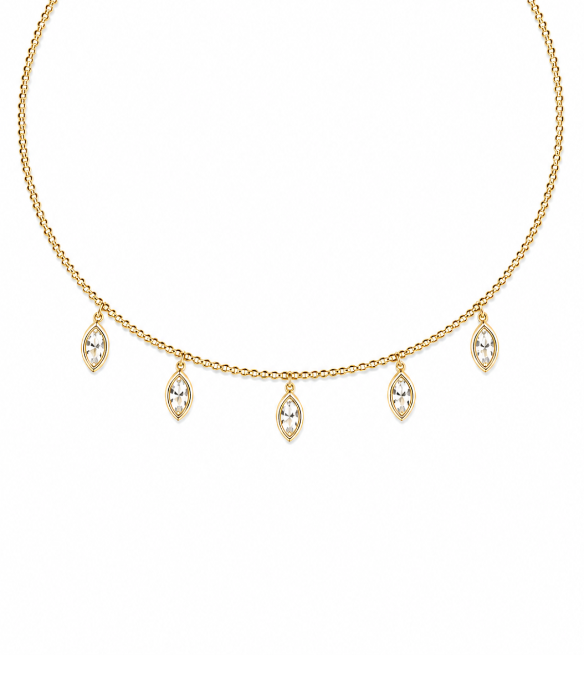 1.11ct Diamond 14K Gold Stationed Choker Collar Necklace
