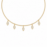 1.11ct Diamond 14K Gold Stationed Choker Collar Necklace