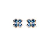 2.72ct Blue Topaz Diamond 14K Gold Flower Earrings